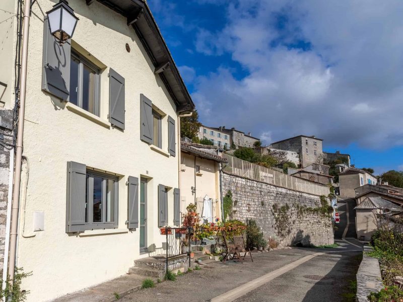Village house with garden and view